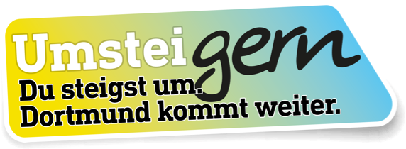 Wort-Logo Umsteigern - Du steigst um. Dortmund kommt weiter.